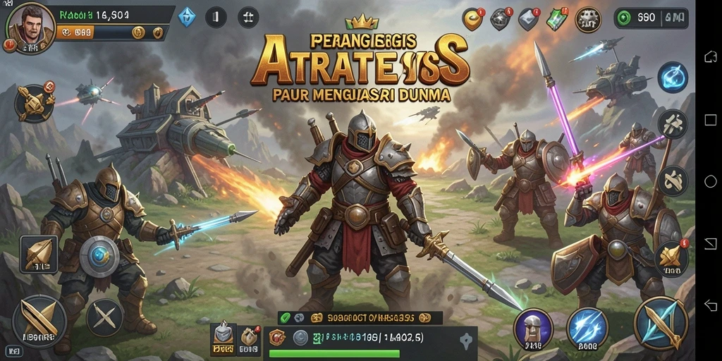 Tangkapan layar permainan menunjukkan pertempuran strategis yang intens.