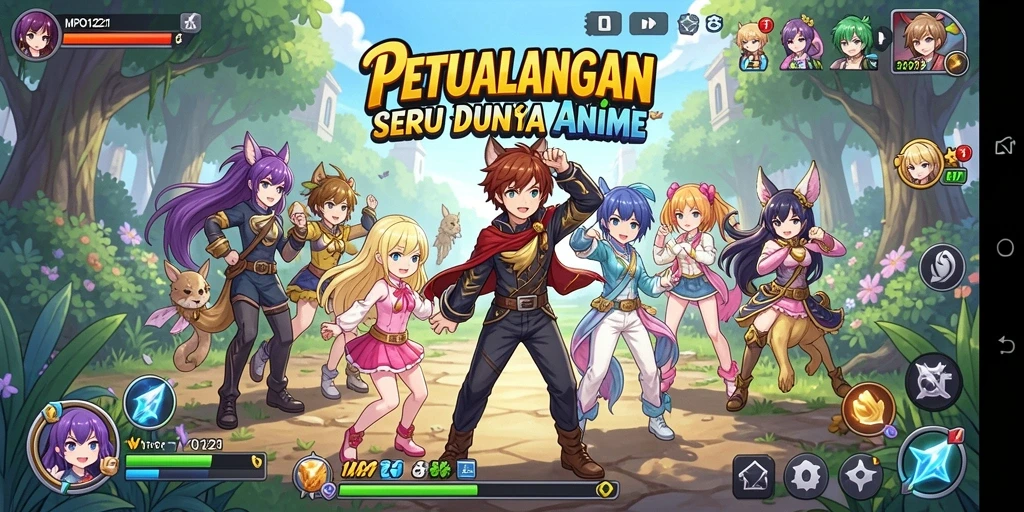Gameplay MPO1221 menampilkan pertarungan karakter anime yang seru dan mendebarkan.