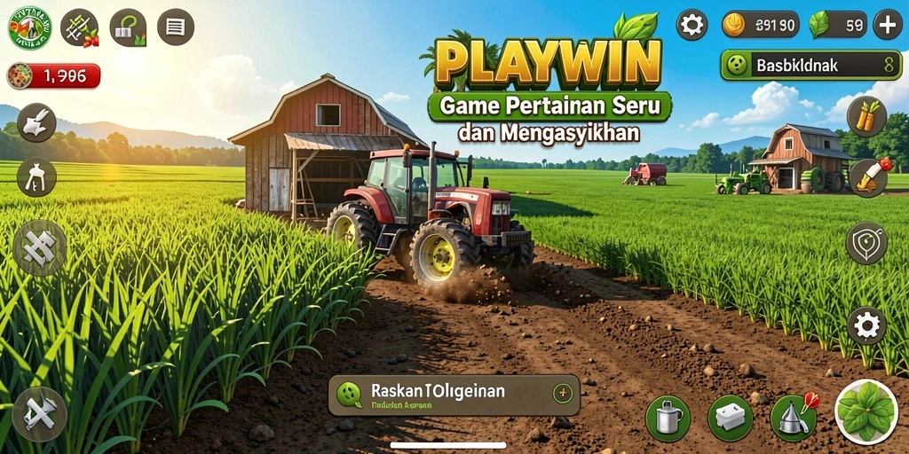 Tangkapan layar gameplay <strong>PLAYWIN</strong> menampilkan aktivitas bercocok tanam yang seru.