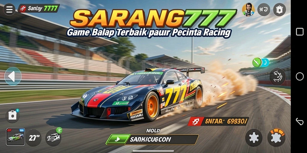 Tampilan gameplay menarik dari SARANG777 dengan aksi balap yang mendebarkan.